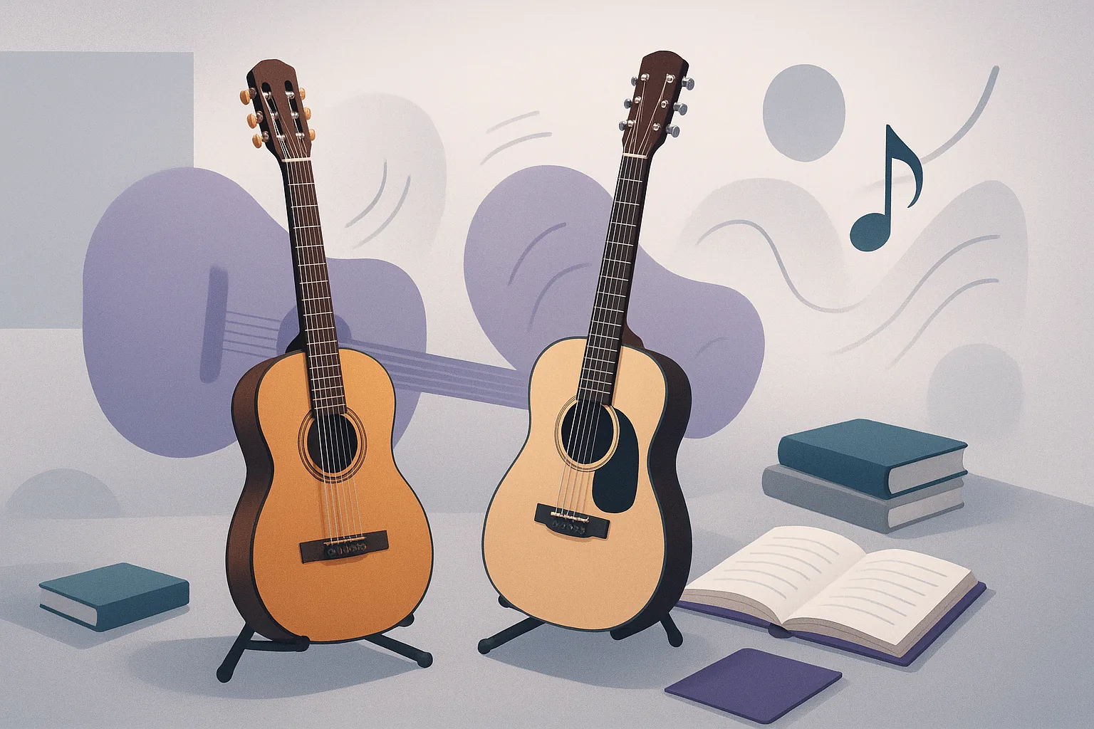 aula de violao para iniciantes em ambiente organizado de escola de musica