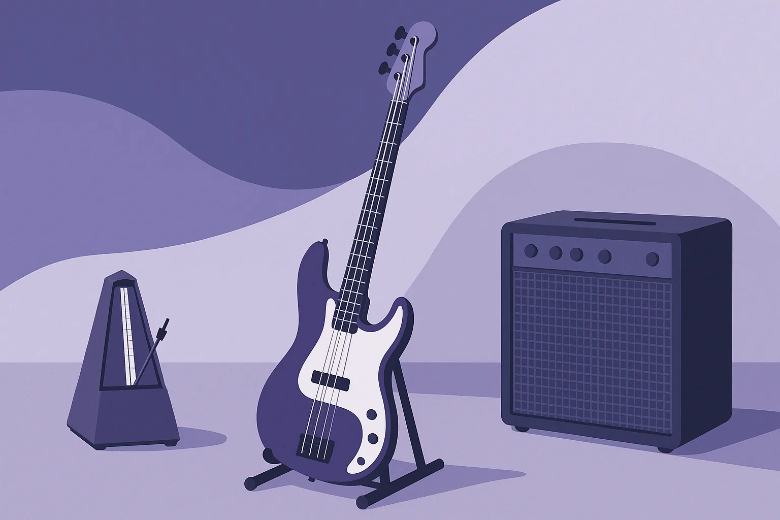 como estudar baixo com metronomo em ambiente organizado de pratica musical
